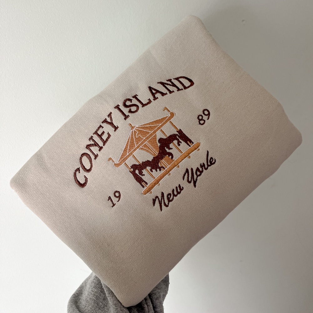 Coney Island Taylor Swift Embroidered Crewneck Sweatshirt Sand